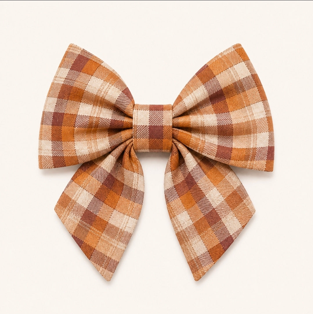 Maple Check Sailor Bow